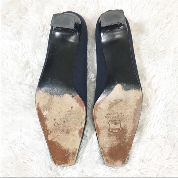 Stuart Weitzman Navy Bow Kitten Heels Size 7.5 - Picture 6 of 7